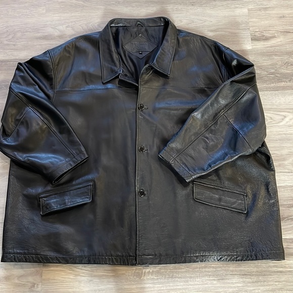 Big & Tall Genuine Leather Men’s Jacket, Black, Size 6X - Picture 1 of 13